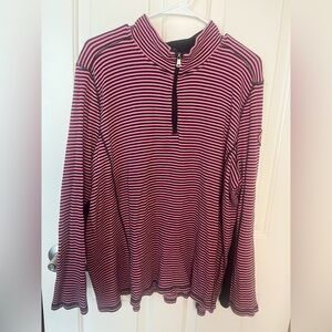 Authentic L-RL Active Quarter Zip Pullover Pink & Black Striped